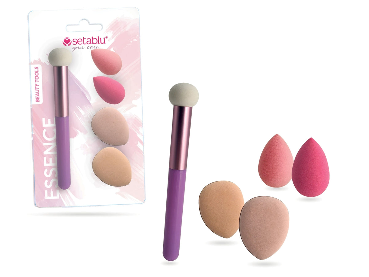 Set spugnette make up set da 5 spugnette con pennello
