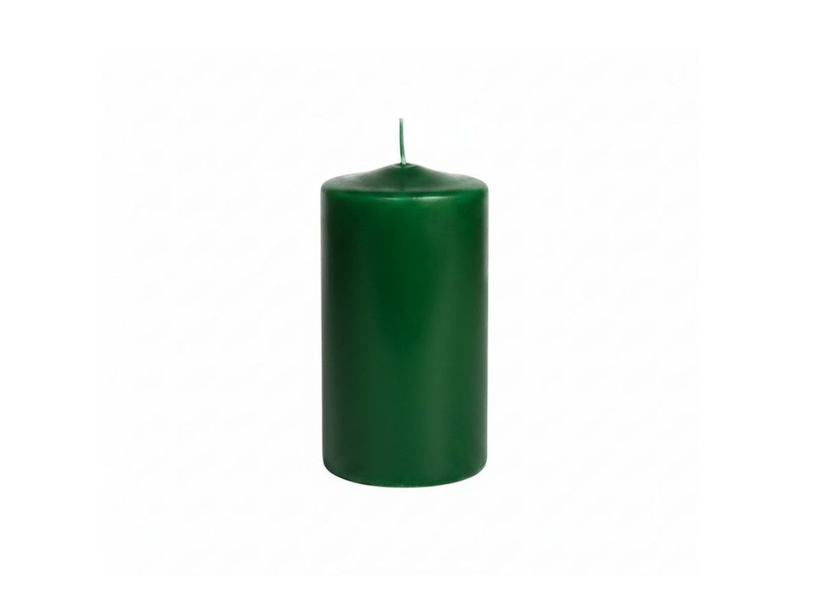 Candele moccolo 5xh.10cm verde scuro in confezione da 12 pezzi