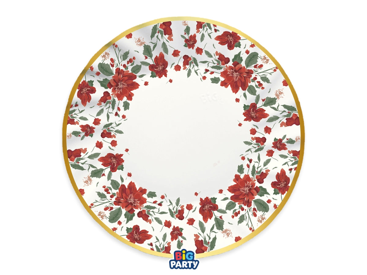 Piatti in carta 30cm Christmas Blossom in confezione da 6 pezzi