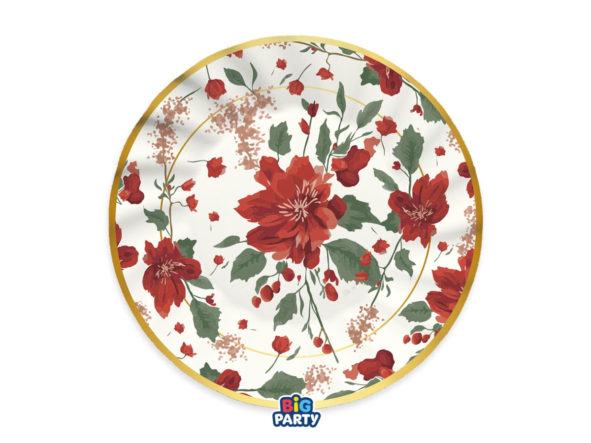 Piatti in carta 25cm Christmas Blossom in confezione da 6 pezzi
