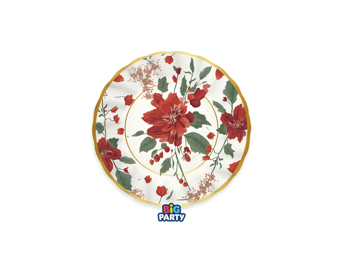 Piatti in carta 20cm Christmas Blossom in confezione da 6 pezzi