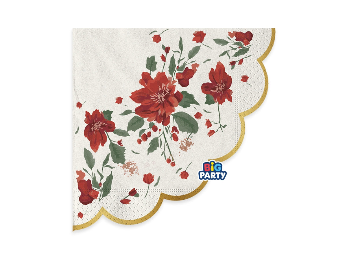 Tovaglioli in carta 33x33cm Christmas Blossom in confezione da 16 pezzi