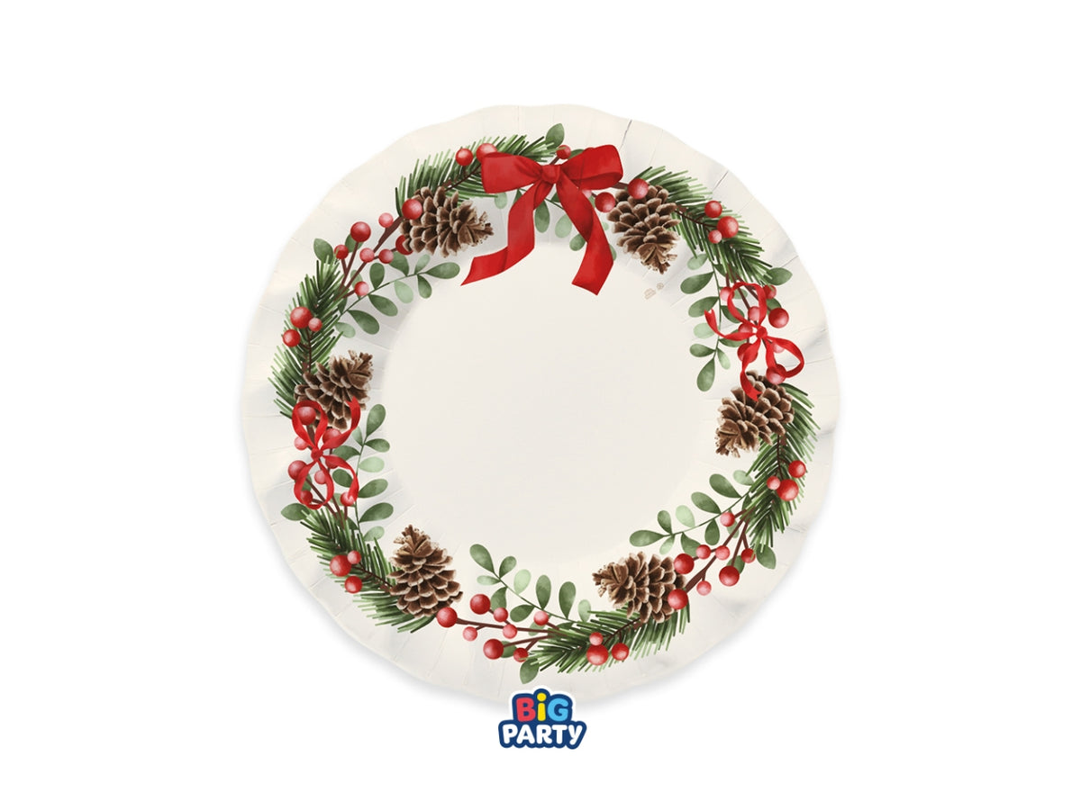 Piatti fondi in carta 24cm Christmas Holiday in confezione da 6 pezzi