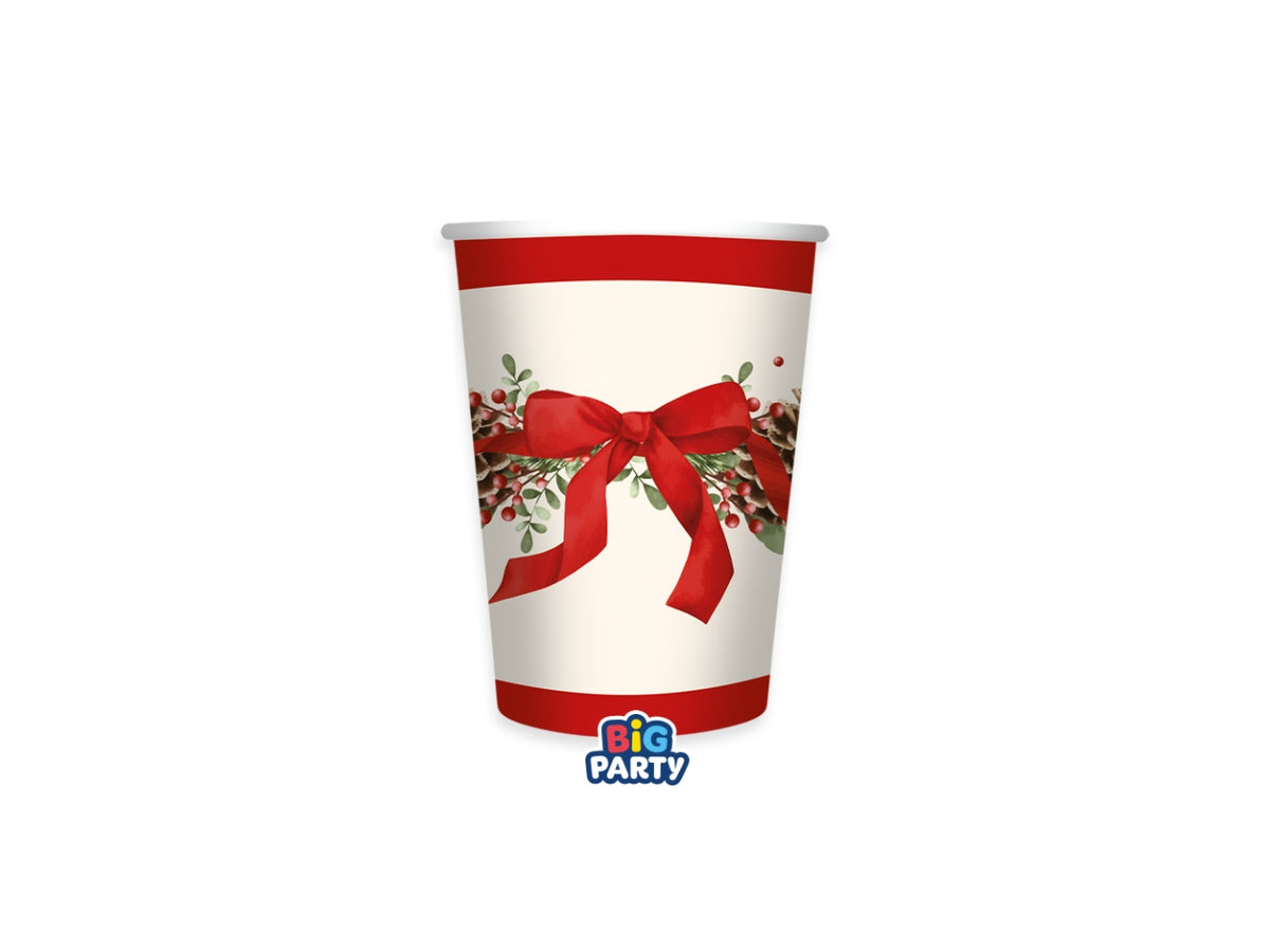Bicchieri in carta 250cc Christmas Holiday in confezione da 6 pezzi