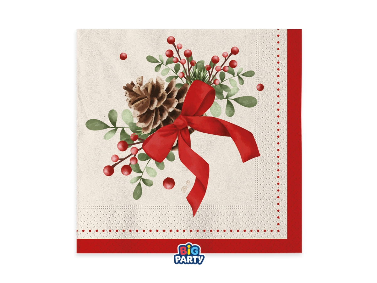 Tovaglioli in carta 33x33cm Christmas Holiday in confezione da 16 pezzi