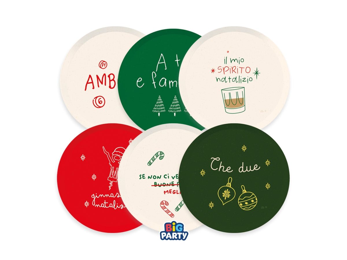 Piatti mix in carta 18cm Spirito del Natale in confezione da 6 pezzi