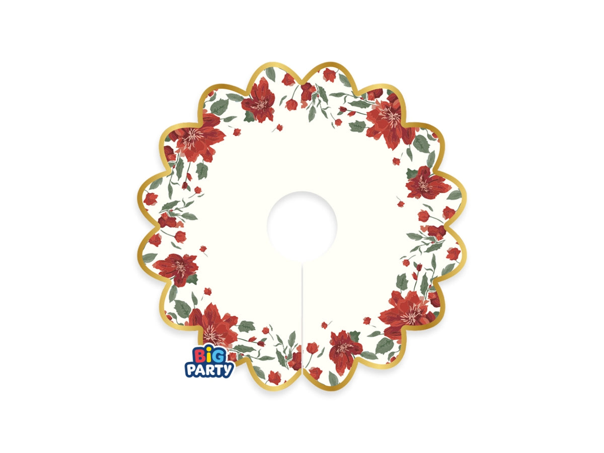 Segnabicchieri in carta 7x7cm Christmas Blossom in confezione da 6 pezzi