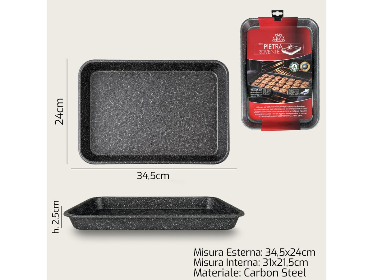 Pietra rovente teglia in acciaio al carbonio 34,5x24xh2,5cm