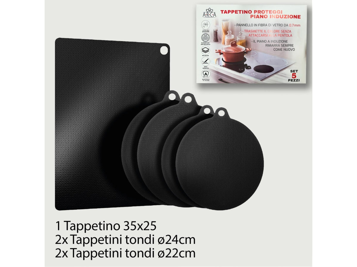 Set 5 tappetini proteggi piani nero