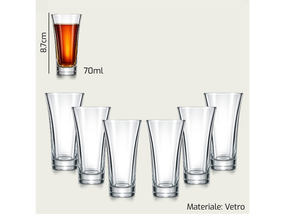Set 6 bicchieri liquore trasparenti 70ml