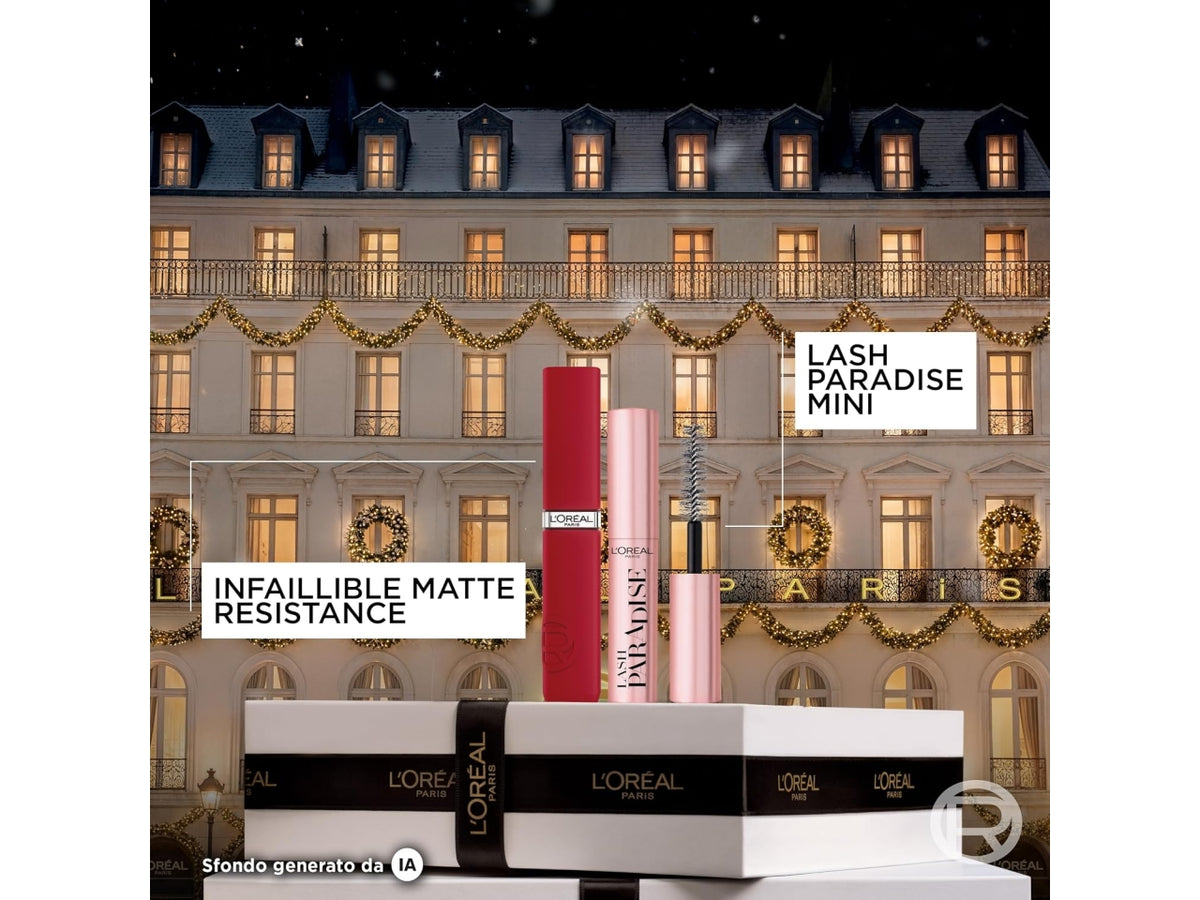 L'oreal pochette nera matt res + mini mascara