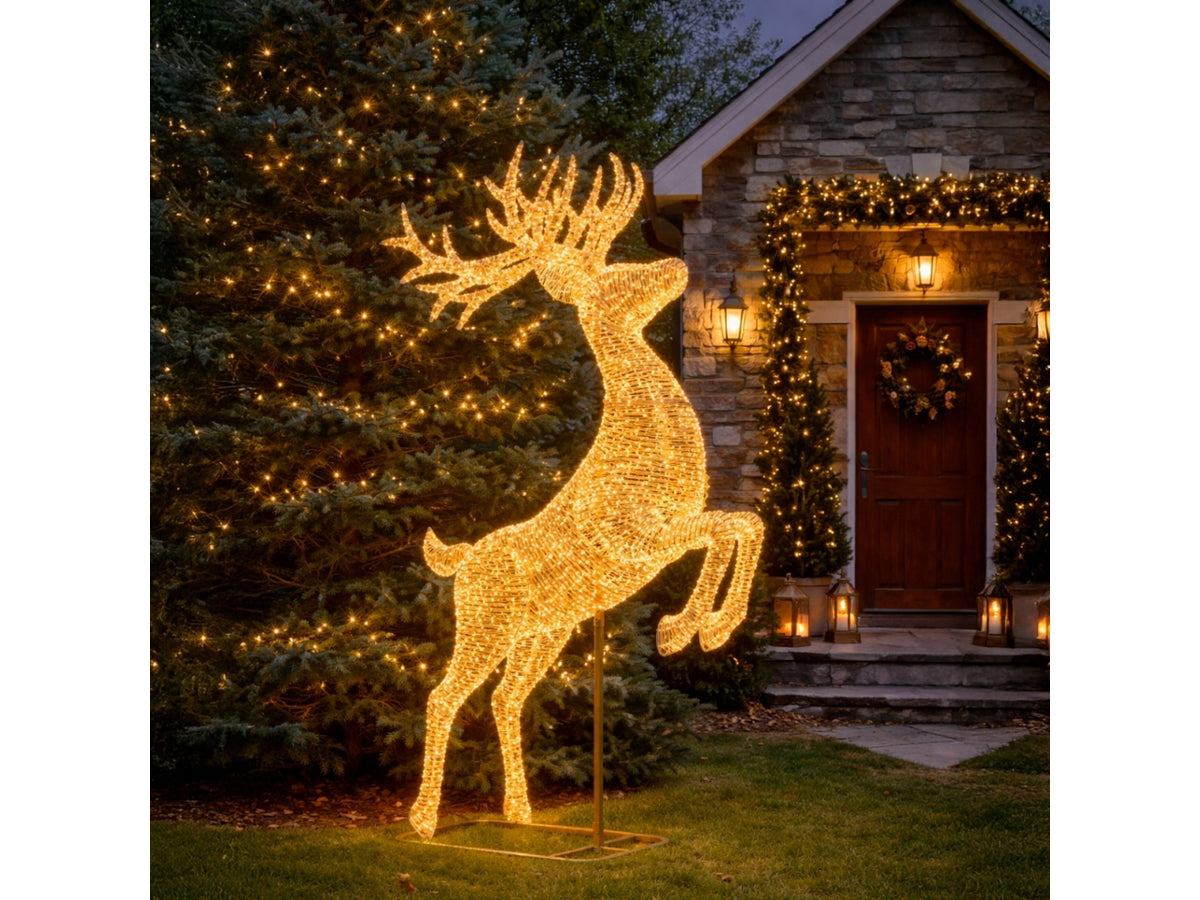 Renna 3d h.270cm maxi fly-running serie rgx rose gold oro rosa 8300 microled bianco caldo d.1,5mm flashled diamond cavi metal