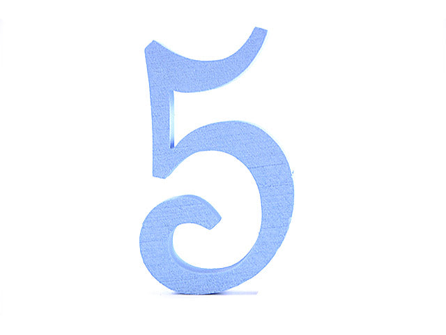 Numero 5 polistirolo 13cm celeste