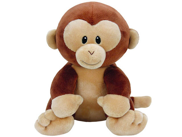 Peluche Ty Baby Banana Monkey Cucciolo di scimmia vellutata marrone 15 cm