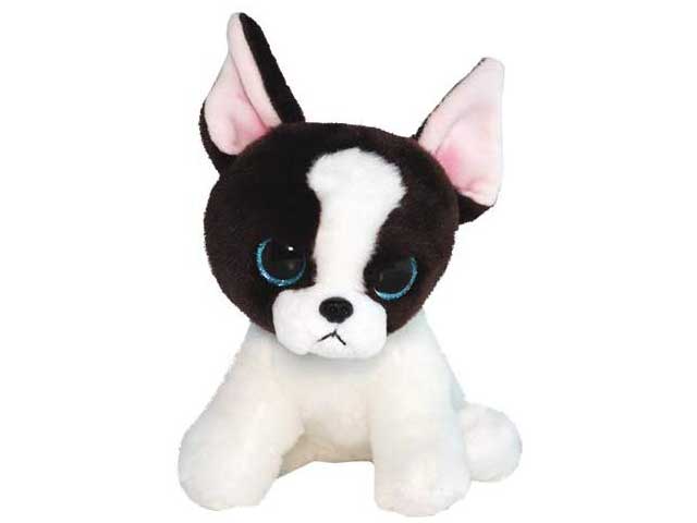 Peluche Ty Beanie Boos Portia Cucciolo di cane con occhi azzurri glitterati marrone e bianco 15 cm