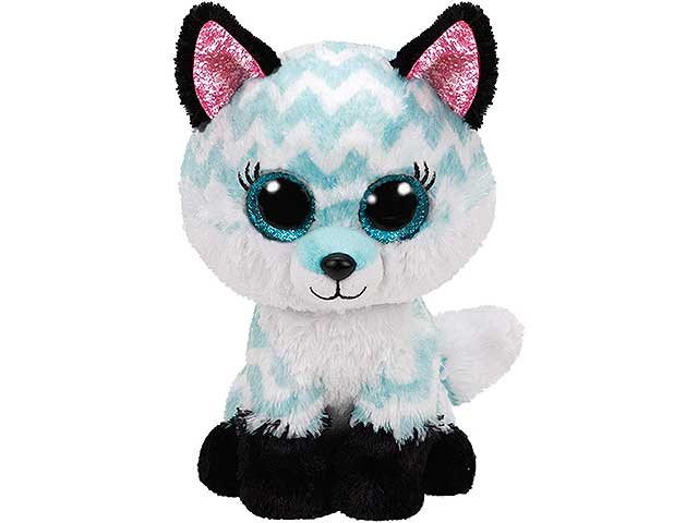 Peluche Ty Beanie Boos Atlas Volpe con occhioni e orecchie glitterati azzurro bianco e nero 15 cm