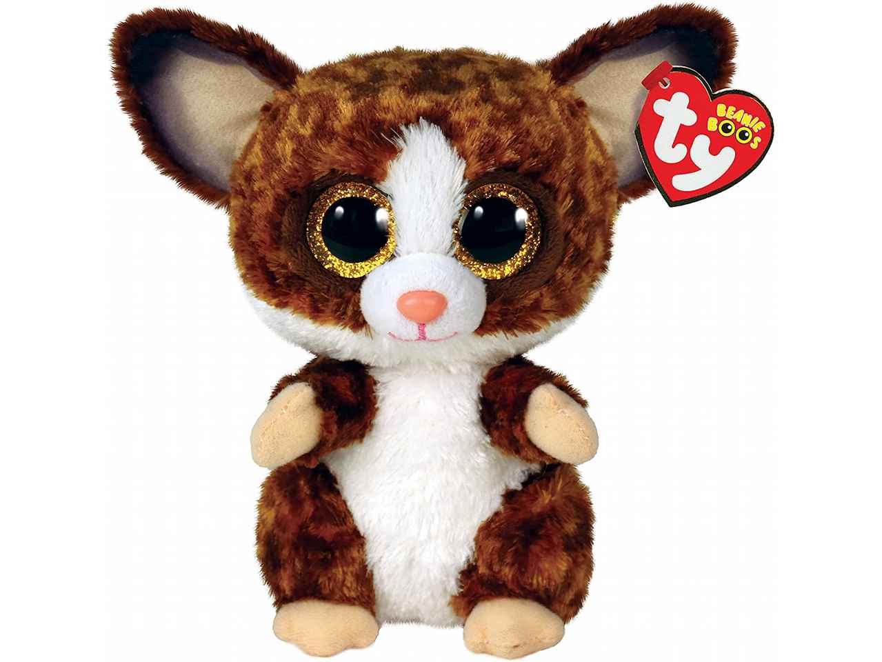 Peluche Ty Beanie Boos Binky Galago Scimmia con occhioni glitter dorati marrone 15 cm