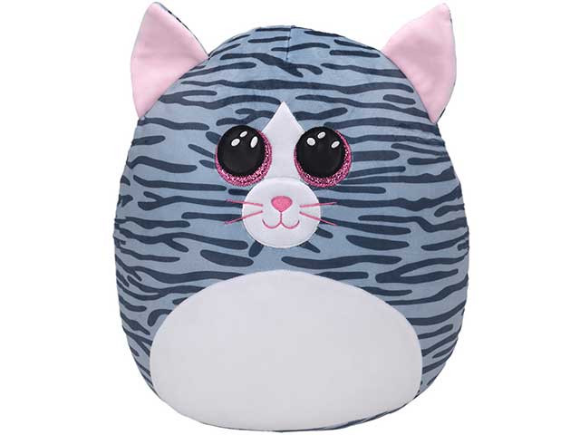 Peluche Ty Squishy Beanies Kiki Gattino con occhioni rosa glitterati grigio 33 cm