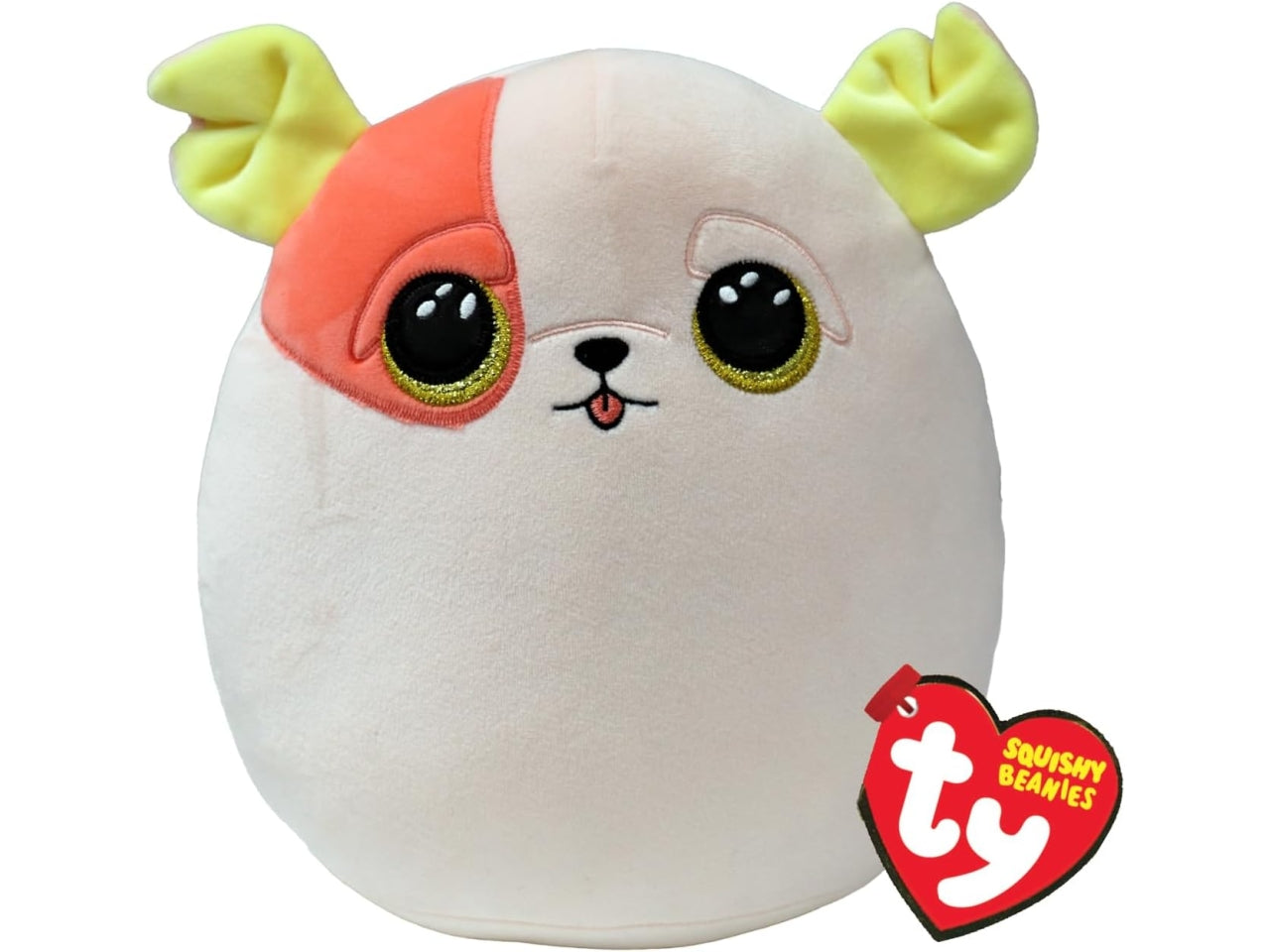 Ty Peluche Squishy Beanies Pug, Cane peluche bianco e arancione, 22cm