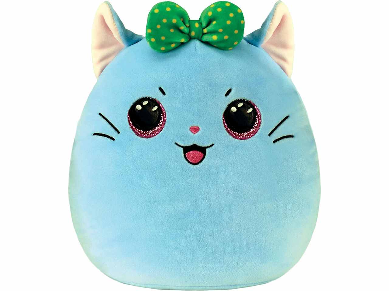 Peluche Ty Squishy Beanies Kirra Gattino azzurro morbido con occhioni viola glitterati 33 cm