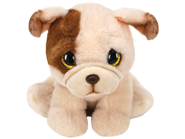 Peluche Ty Beanie Babies Houghie Bulldog con occhioni glitterati beige e marrone 15 cm