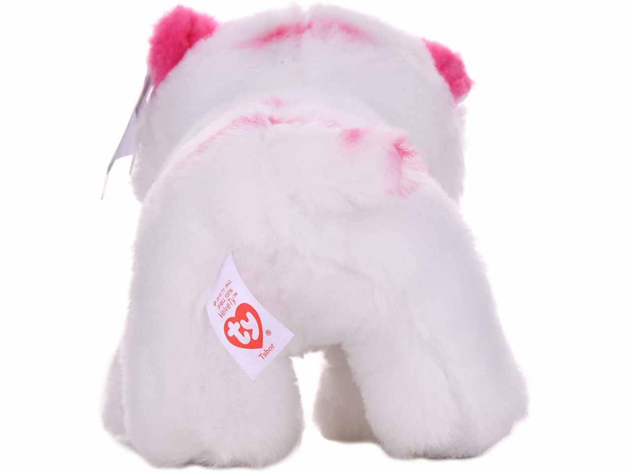 Peluche Ty Beanie Babies Tabor Cucciolo di Tigre con occhioni rosa glitterati bianco e rosa 15 cm