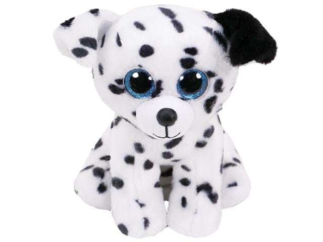 Peluche Ty Beanie Boos Catcher Cucciolo di cane dalmata con occhi glitterati bianco e nero 15 cm
