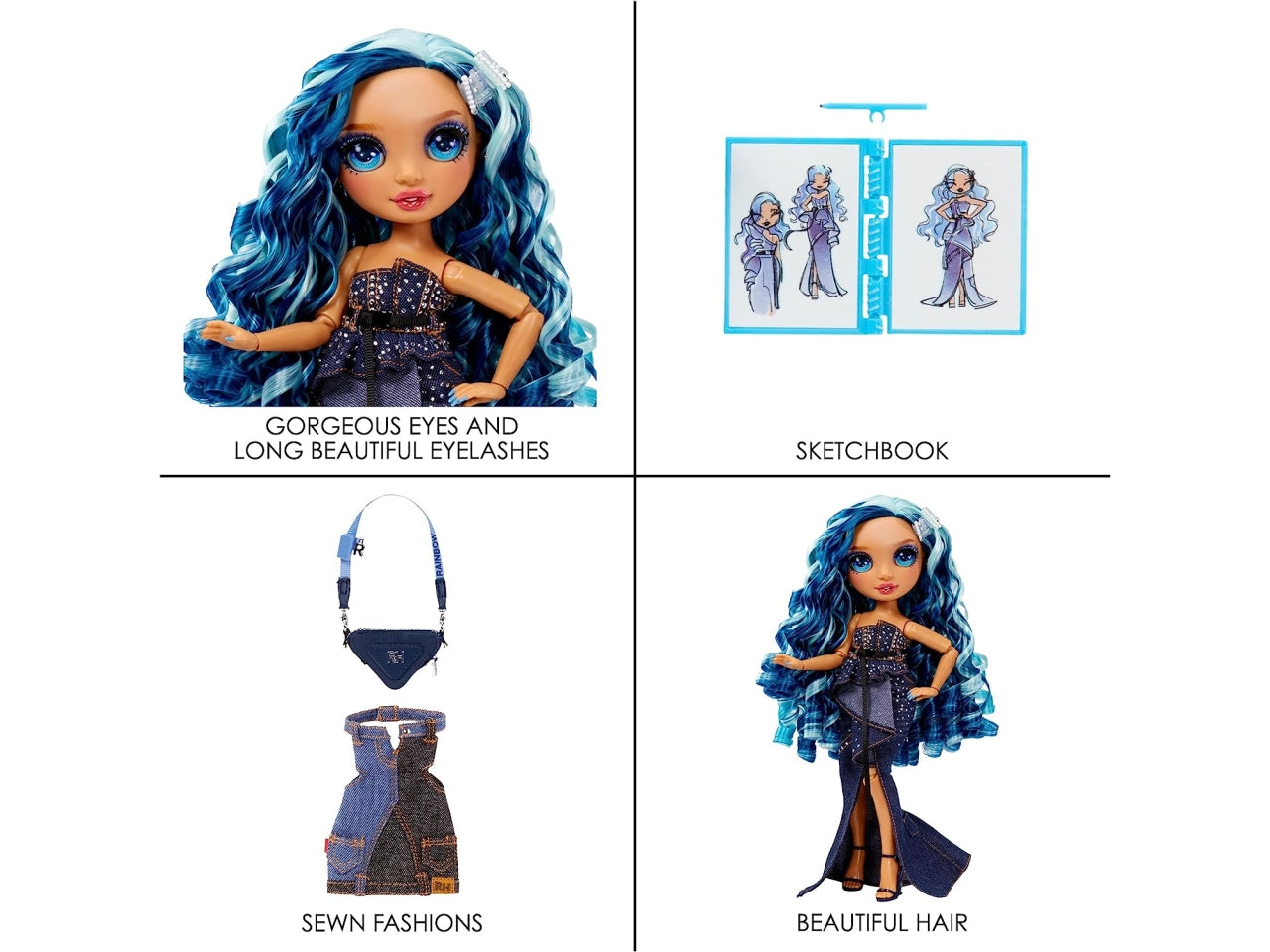 Rainbow high fantastic fashion doll - blue