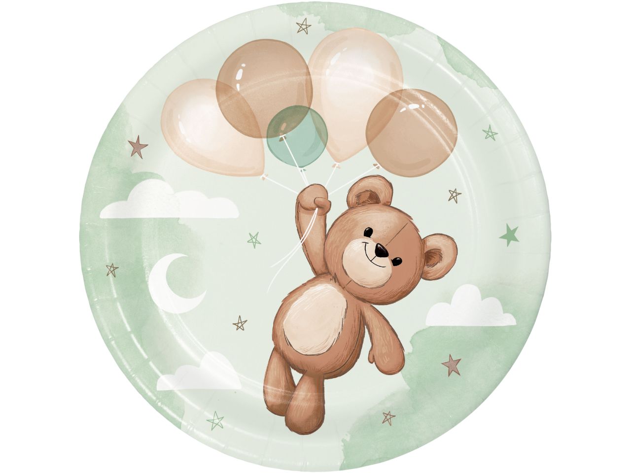 Piatto rotondo teddy bear misura 18cm - la confezione comprende 8 piatti