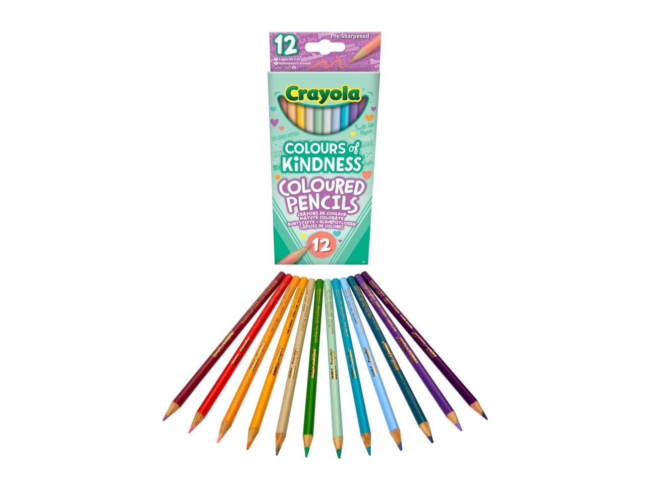 Set Matite Colorate Colours of Kindness 12 Pezzi - Multicolor, 9x0,8x21,2 cm, 80 gr, Legno, Certificato CE, Unisex, Età 3+ | Crayola