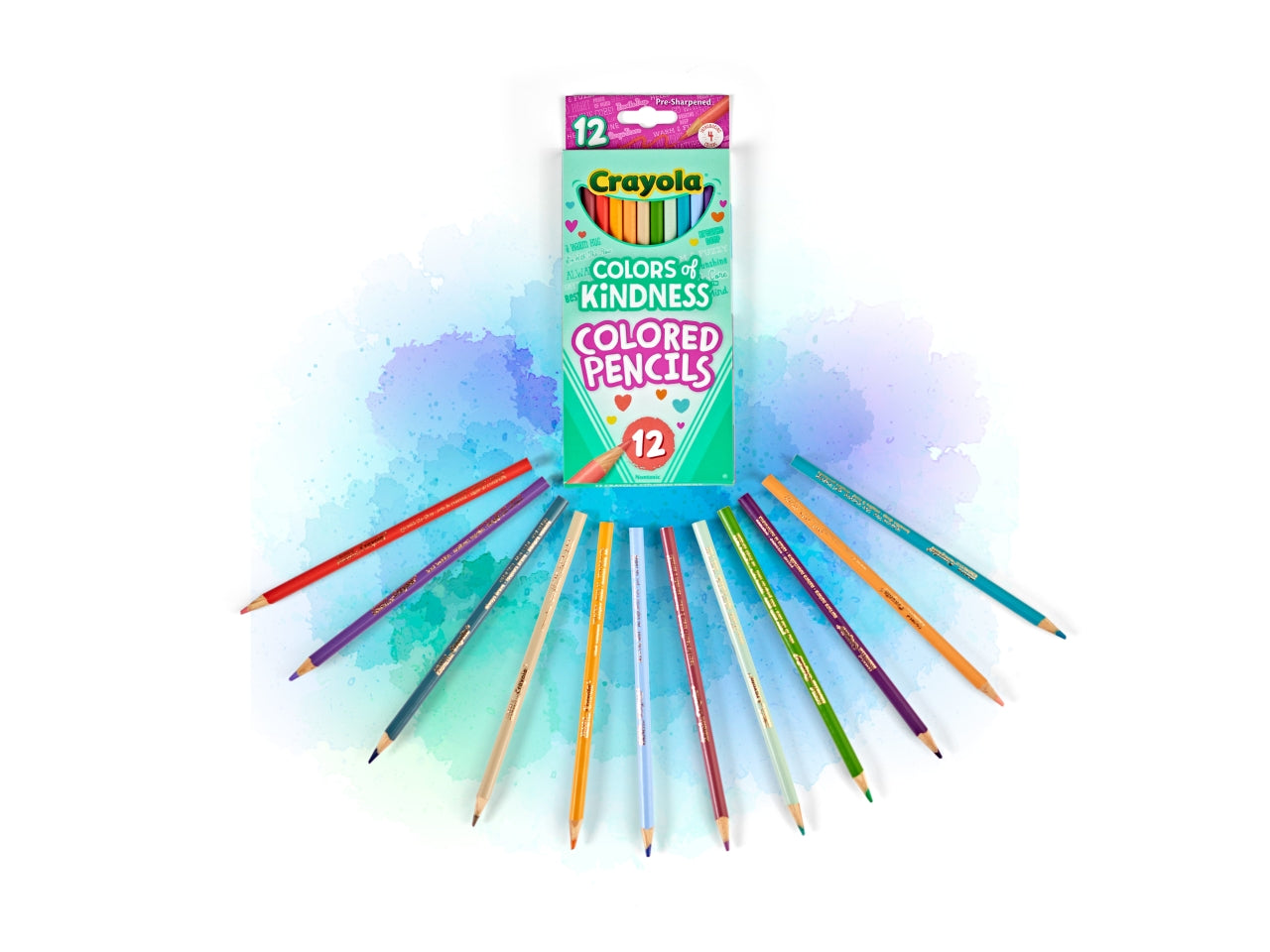 Set Matite Colorate Colours of Kindness 12 Pezzi - Multicolor, 9x0,8x21,2 cm, 80 gr, Legno, Certificato CE, Unisex, Età 3+ | Crayola