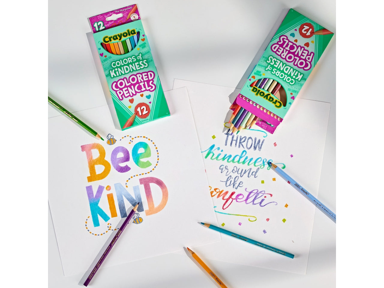 Set Matite Colorate Colours of Kindness 12 Pezzi - Multicolor, 9x0,8x21,2 cm, 80 gr, Legno, Certificato CE, Unisex, Età 3+ | Crayola