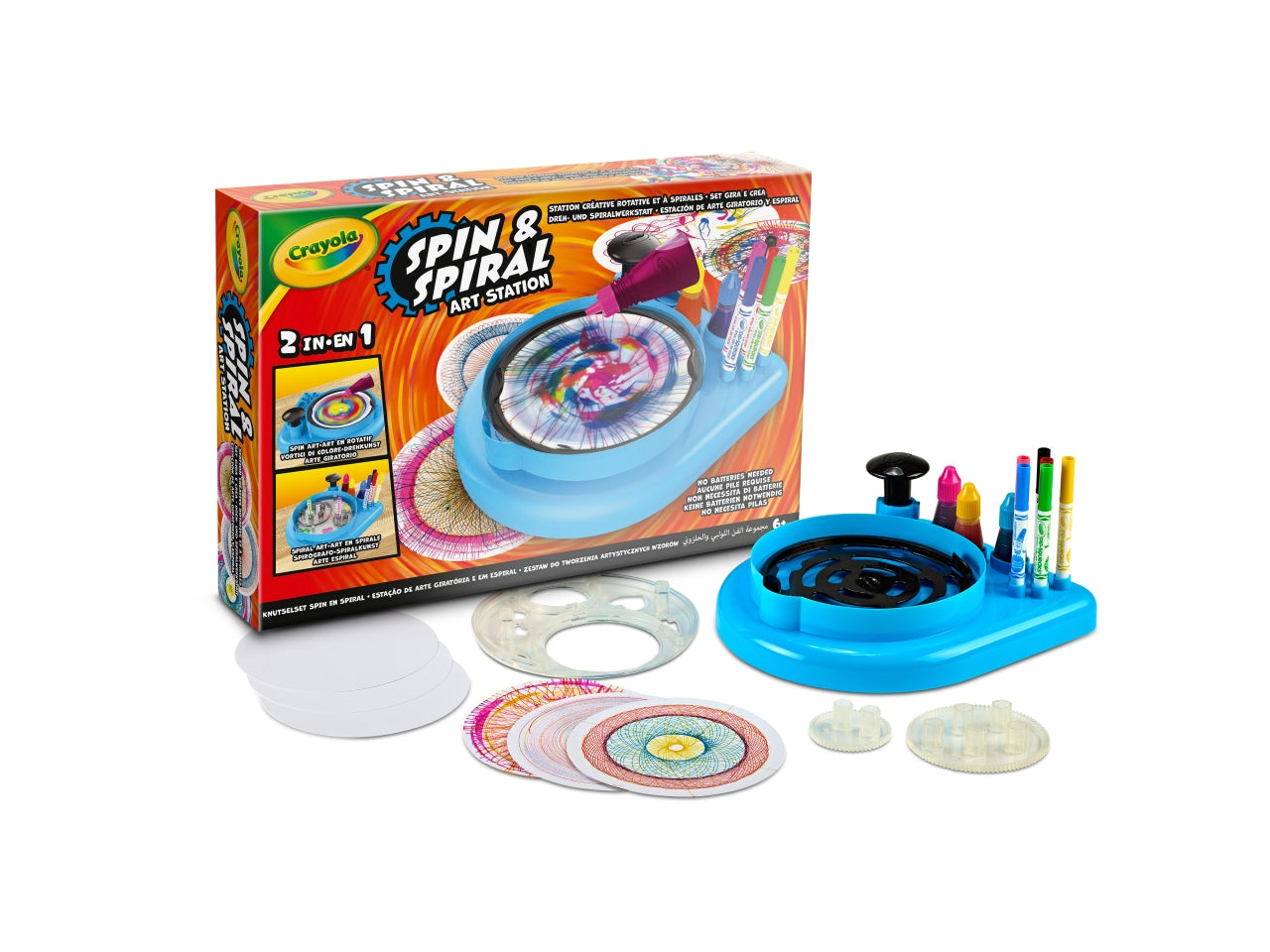 Spin & Spiral Art Station - Super Set Gira e Crea, Blu e Nero, Età 6+, Crayola