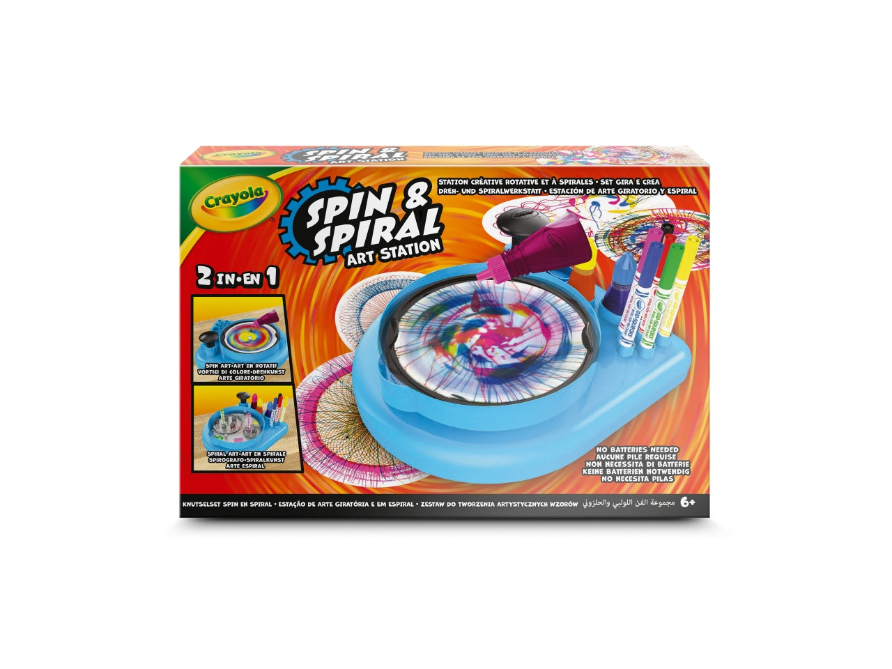 Spin & Spiral Art Station - Super Set Gira e Crea, Blu e Nero, Età 6+, Crayola