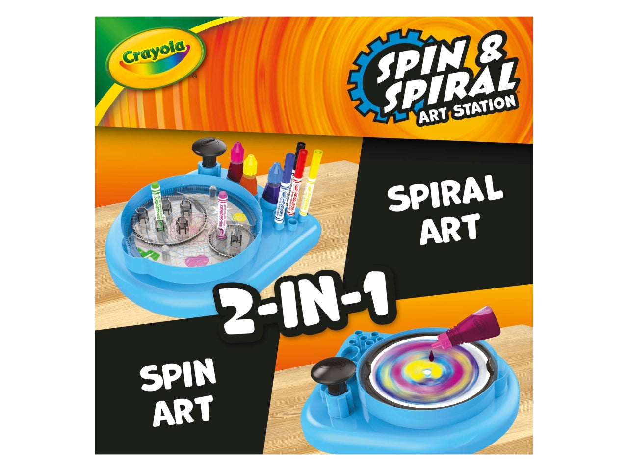 Spin & Spiral Art Station - Super Set Gira e Crea, Blu e Nero, Età 6+, Crayola
