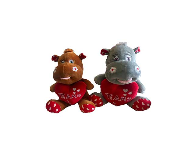 Peluche hippo c/cuore 20cm