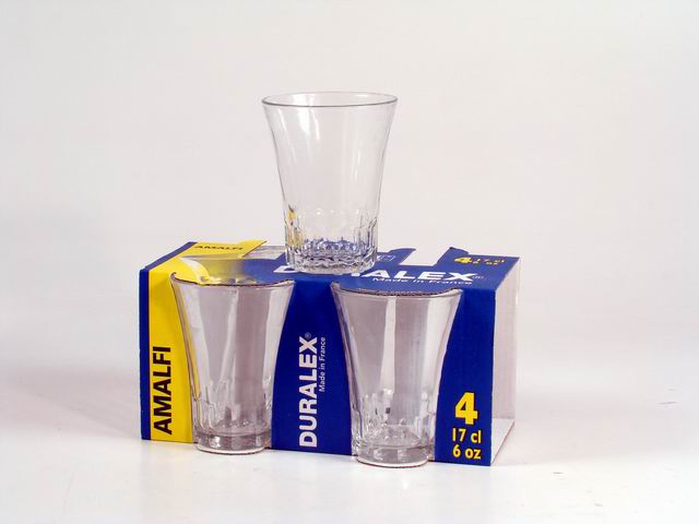 Bicchieri in vetro temperato trasparente linea amalfi 17cl 4 pezzi