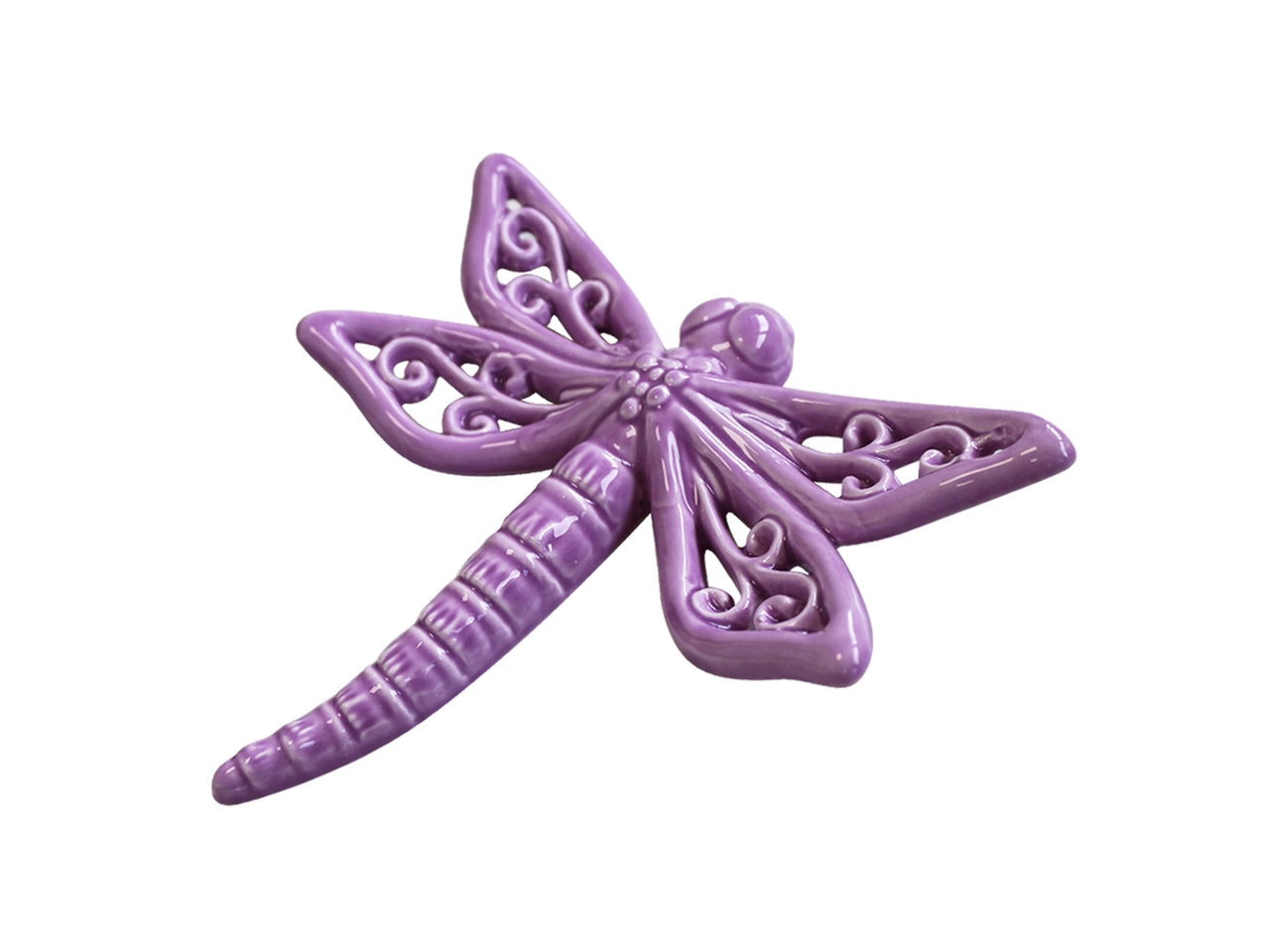 Libellula decorativa da parete stile mediterraneo lilla in ceramica 10.5x10 cm - Souvenir Planet