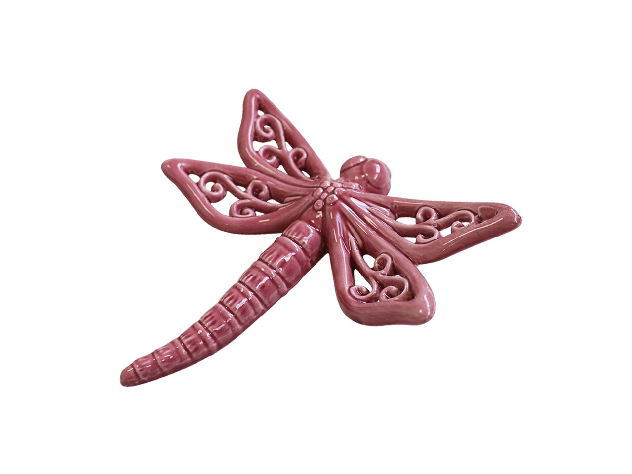 Libellula decorativa da parete stile mediterraneo bordeaux in ceramica 10.5x10 cm - Souvenir Planet