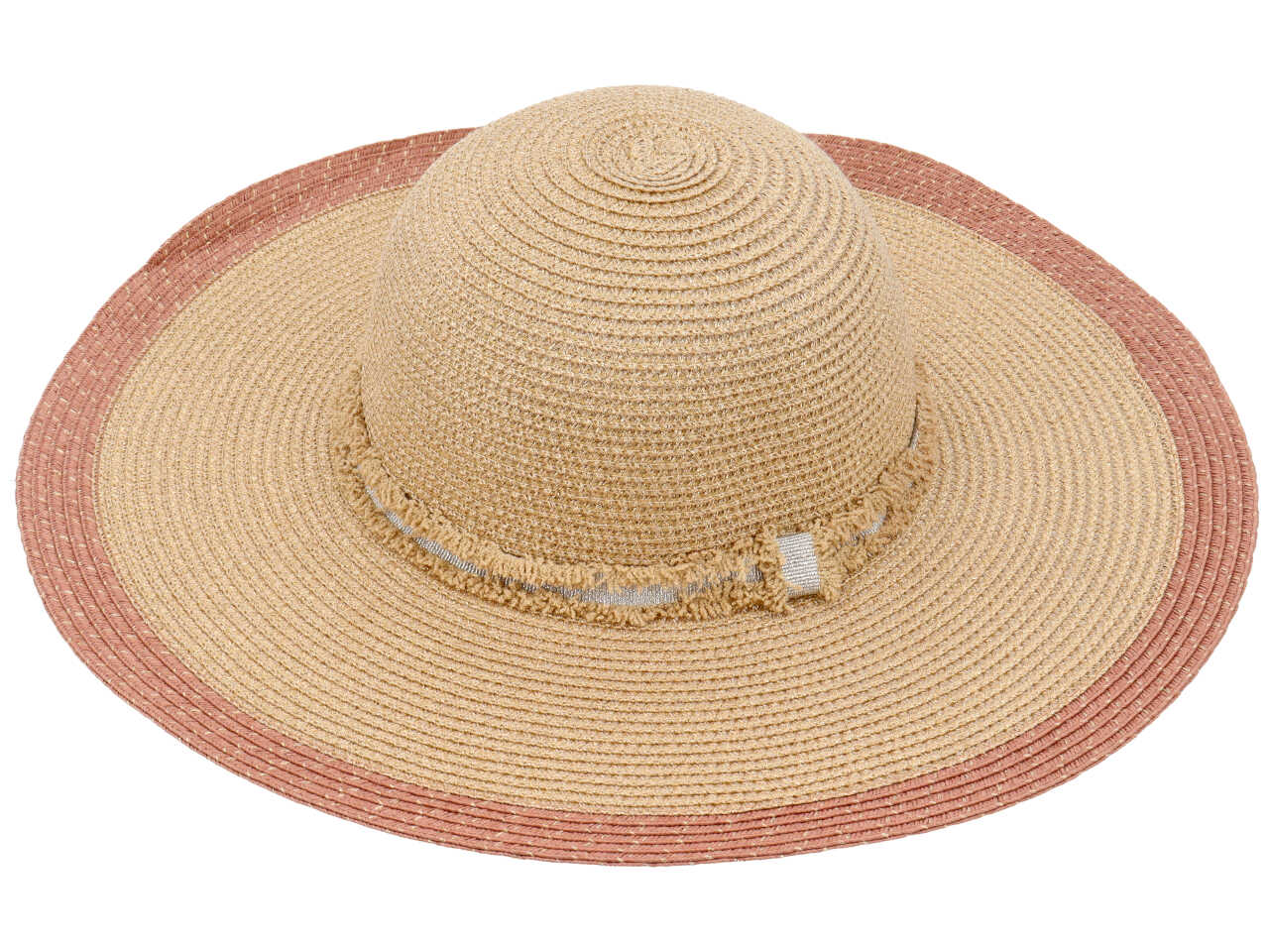 Cappello pamela colore rosa e oro
