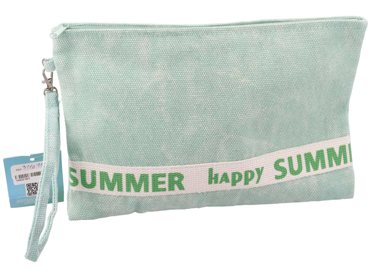 Pochette  in tela happy summer colore acqua