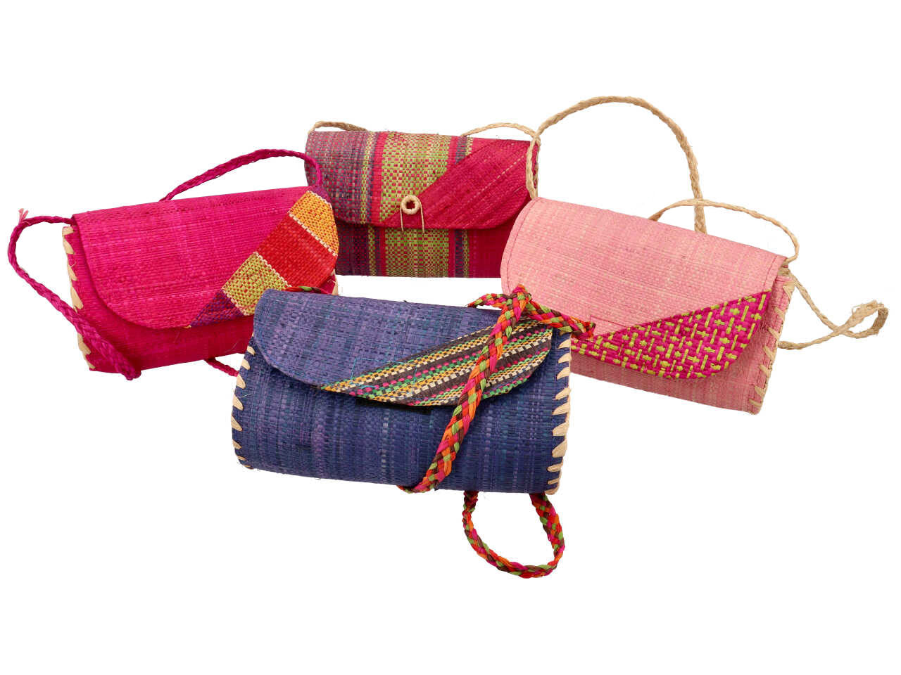 Borsa in rafia a spalla ovale pop