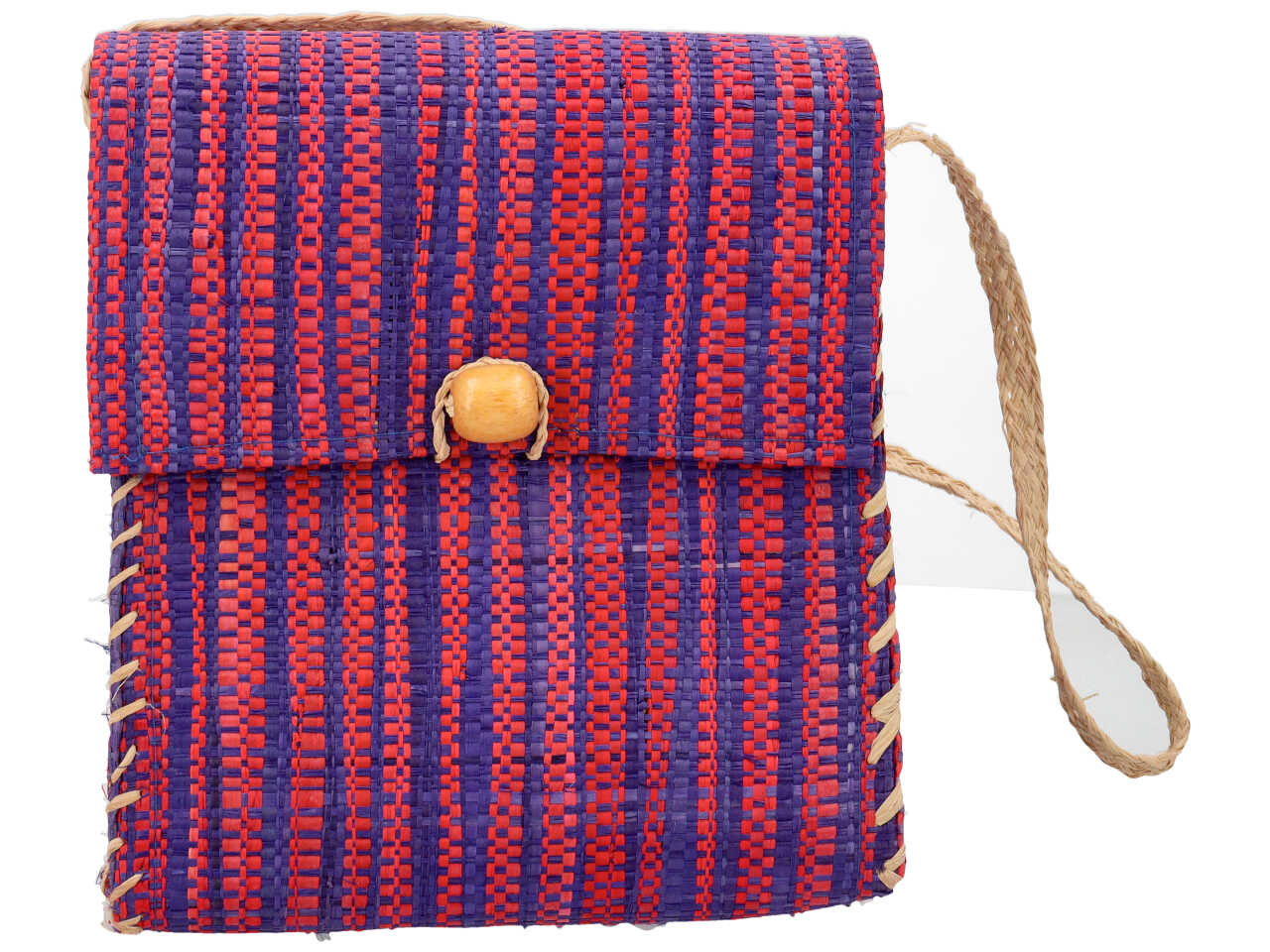 Borsa in rafia a spalla quandrata
