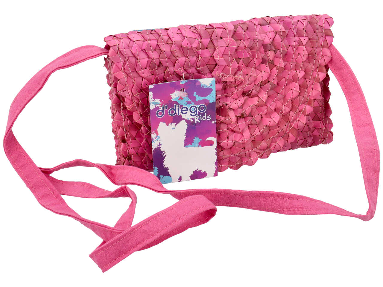 Borsa rettangolare in paglia colore rosa