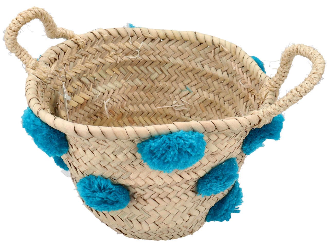 Borsetta mini con pompon colore turchese 25x10x16cm