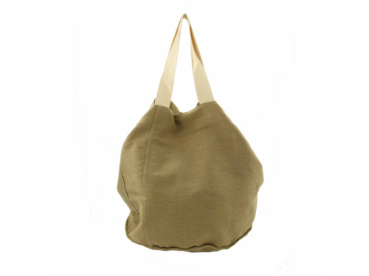 Borsa rotonda in tela 60x40x39cm beige
