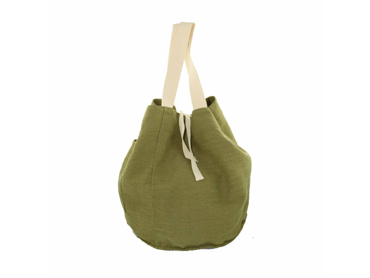 Borsa rotonda in tela 60x40x39cm kaki