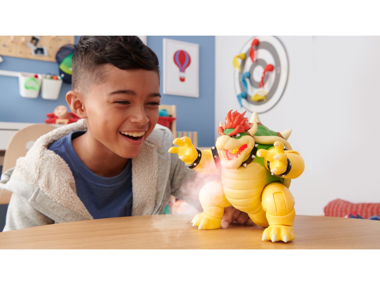 Super mario movie action figure di bowser 18cm con suoni