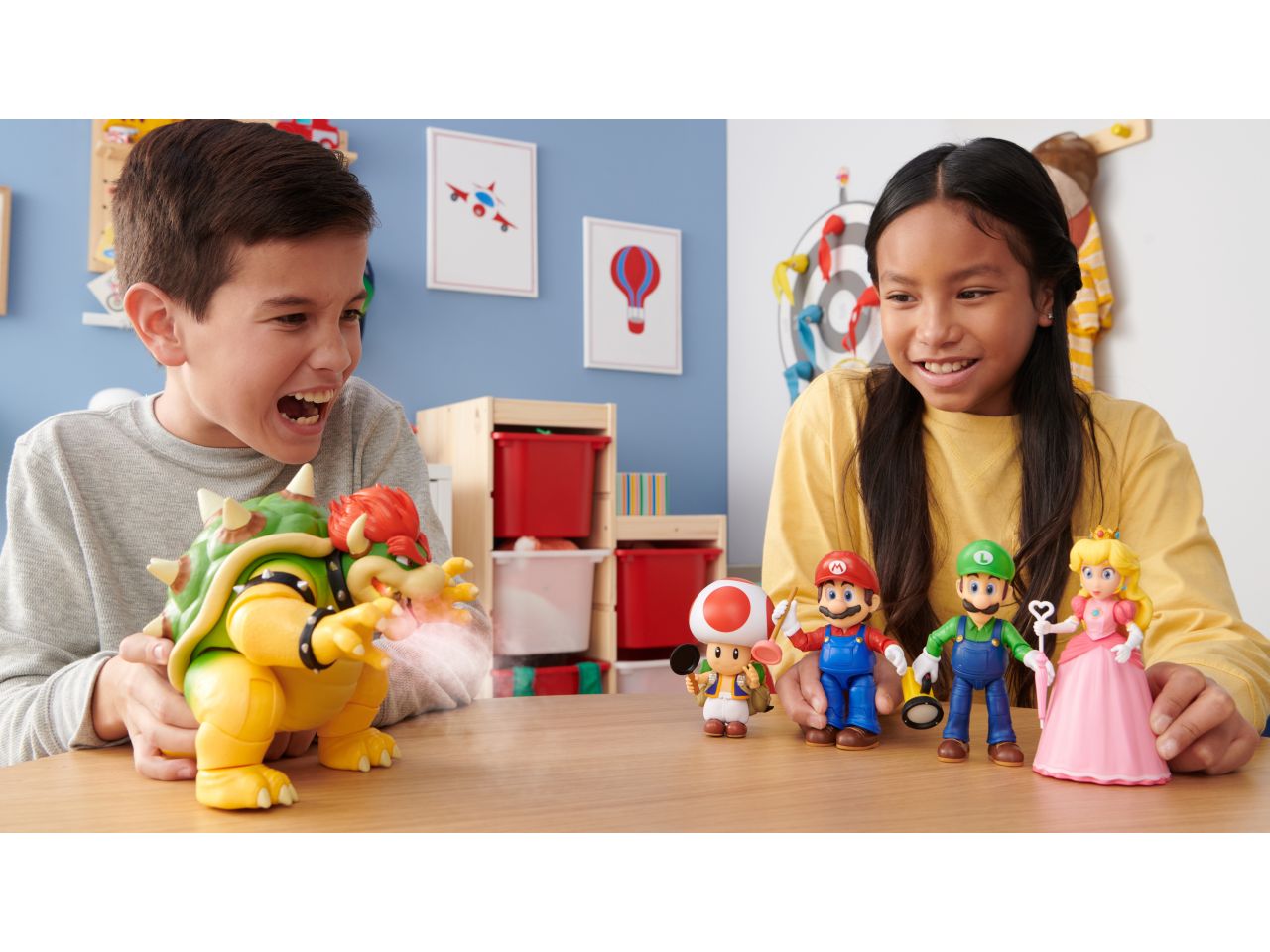 Super mario movie action figure di bowser 18cm con suoni
