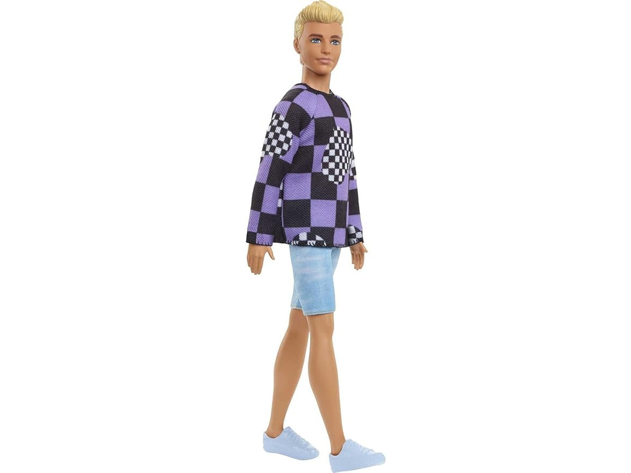 Ken fashionistas con maglione a quadri e jeans, 30 cm per bambini da 3+ anni, Barbie Mattel